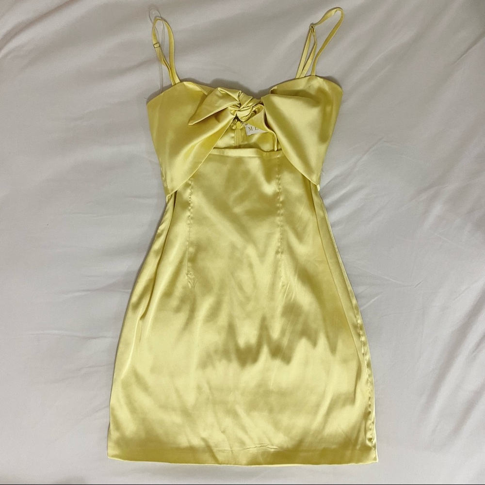 Meshki satin tie bodycon dress